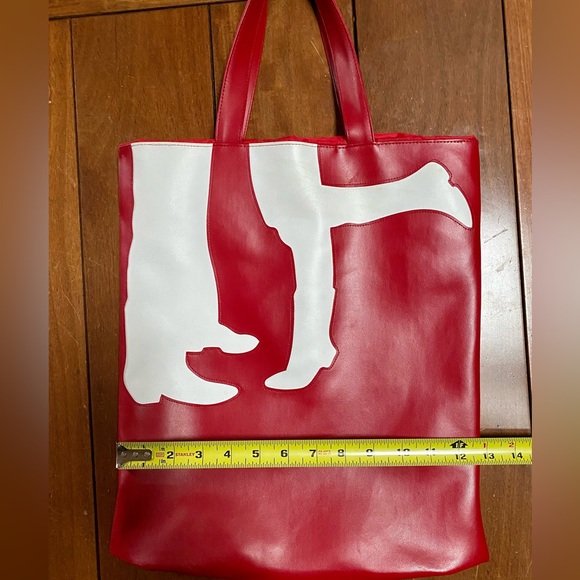 Vintage 1990s Transversion Red White “Greetings” Vinyl Tote - Picture 14 of 16